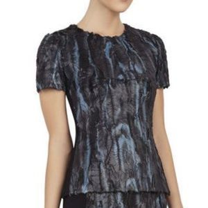 BCBGMAXAZRIA Tulum Coated Faux Fur Zip Back Top XS